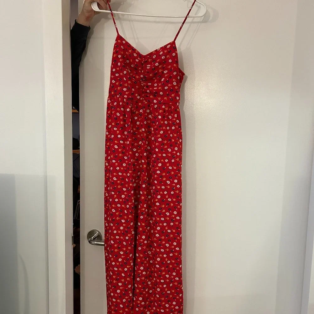 Madewell Floral Red Jumpsuit - Picture 1 of 4